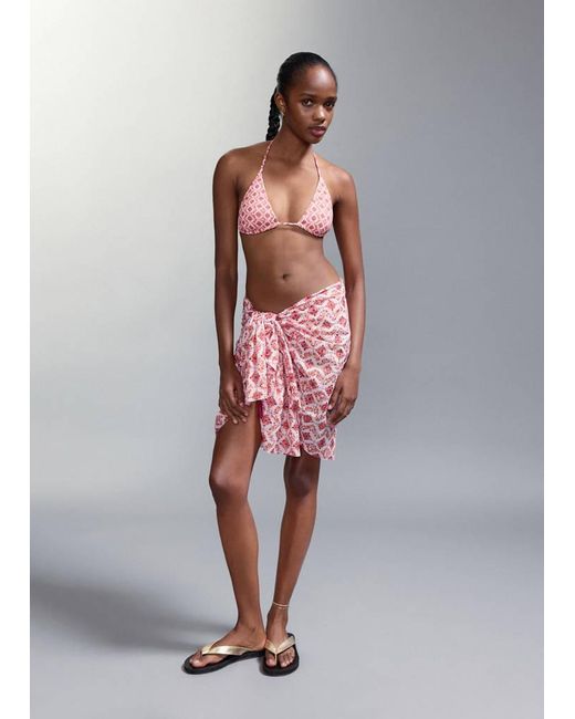 MANGO TEEN White Printed Bikini With Medium-Coverage Bottoms