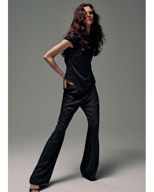Mango Black Jacquard Top With Strap Neck