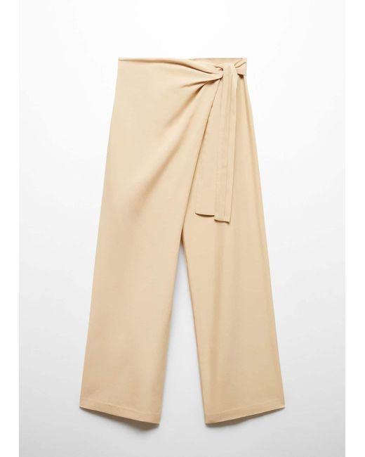 Mango Natural Lyocell Trousers With Knot Detail