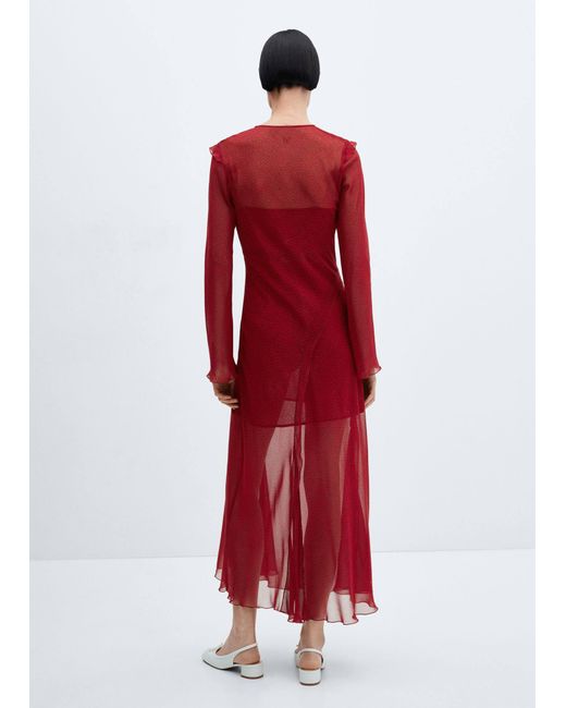 Mango Red Printed Bow Dress