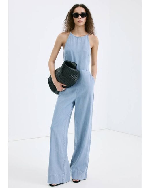 Mango Blue Lyocell Denim Jumpsuit