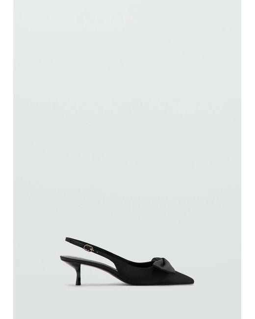 Mango Black Satin Bow Shoes