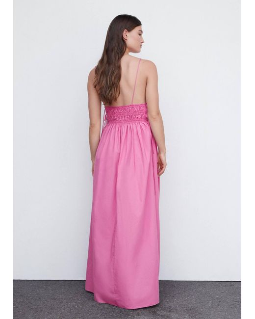 Mango Cotton Dress With Side Ties in Pink Lyst UK