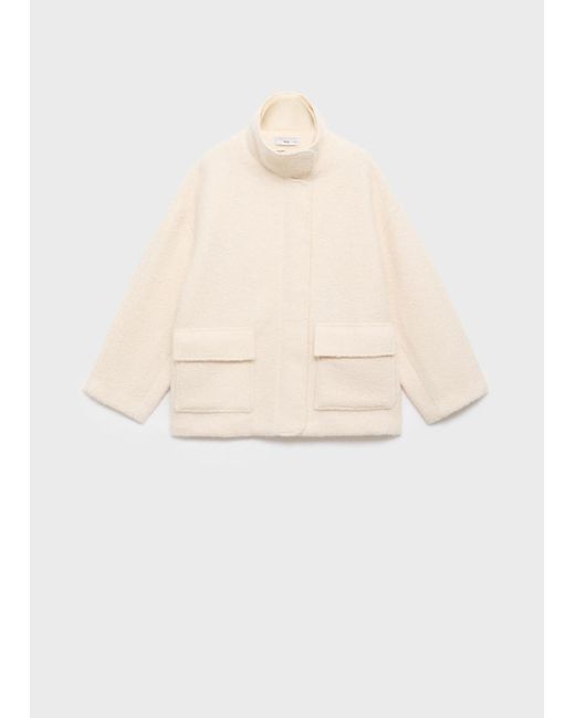 Mango Natural Bouclé Jacket With High Neck