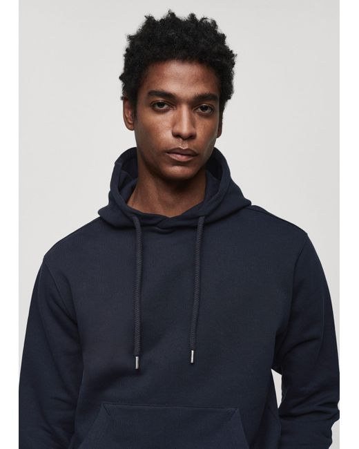 Mango Blue Lightweight Cotton Hooded Sweatshirt Dark for men