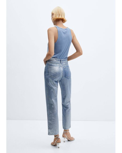 Mango Straight Foil Jeans in Blue | Lyst UK