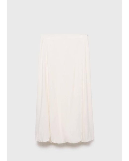 Mango White Long Balloon Skirt
