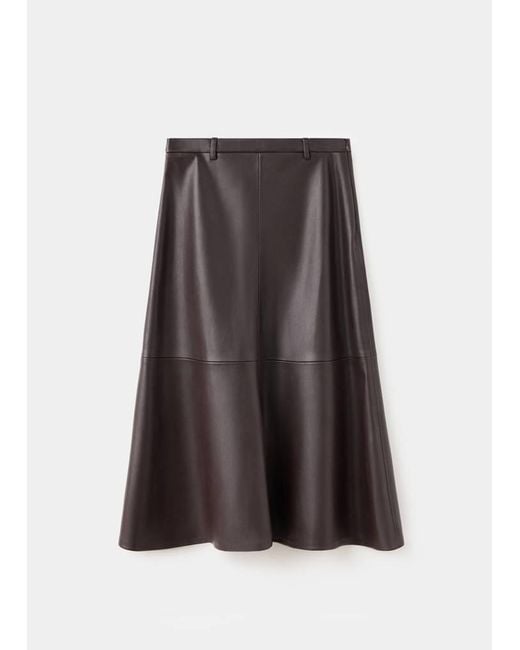 Mango Brown Faux-Leather A-Line Skirt