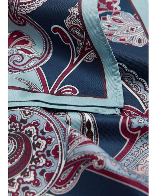 Mango Blue Paisley Satin Scarf