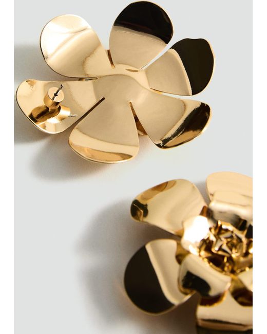Mango Metallic Maxi Flower Earrings