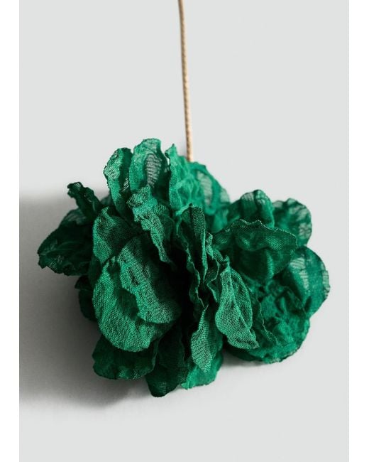Mango Green Woven Hanging Flower Earrings