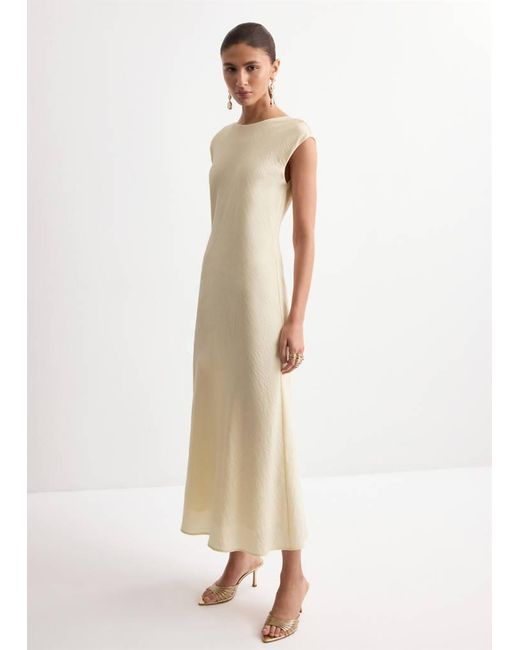 Mango White Open-Back Textured Dress