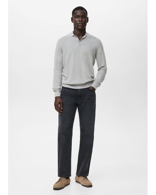 Mango Baumwoll-Pullover Mit Polokragen Und Mikrostruktur in Blue für Herren