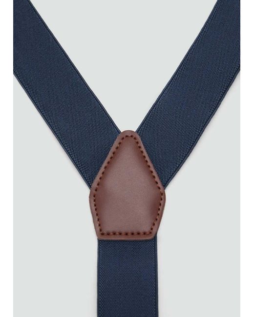 Mango Blue Adjustable Elastic Straps With Leather Details for men
