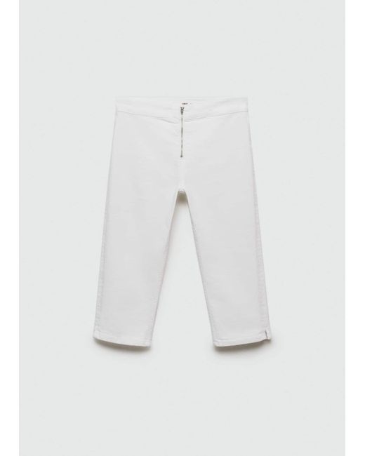 Mango White Capri Slim-fit Jeans