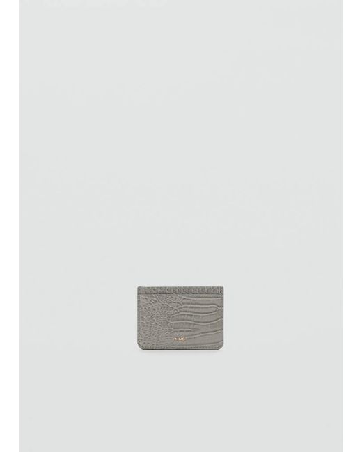 Mango Gray Croc-Effect Card Holder