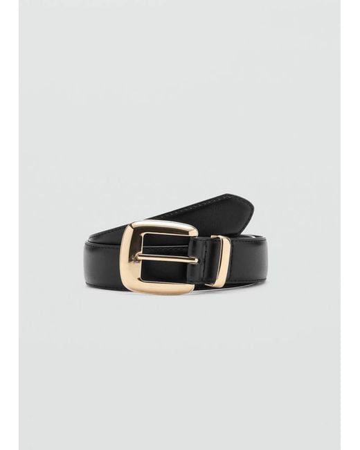 Mango Black Square Buckle Belt