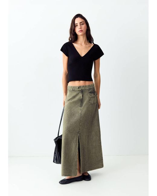 MANGO TEEN Black V-Neck Knit Top