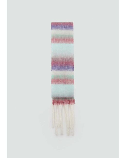 MANGO TEEN Gray Striped Knit Scarf