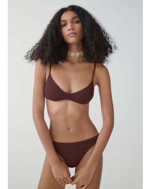 Mango Brown Textured Bikini Top