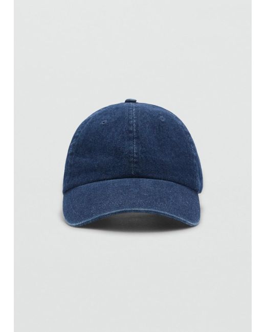 Mango Blue Denim Cap With Visor