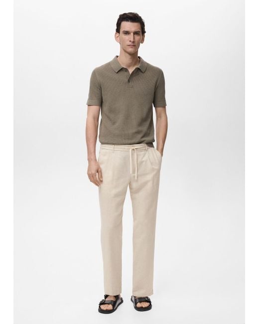 Mango Natural Slim-Fit Trousers With Drawstring for men