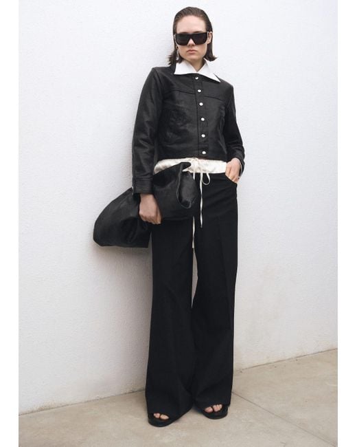Mango Black Lapels Leather Jacket