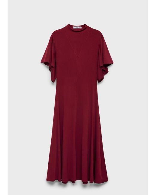 Mango Red A-Line Dress With Bell Sleeves