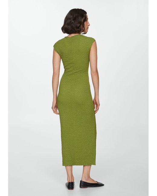 Mango Green Long Textured Dress