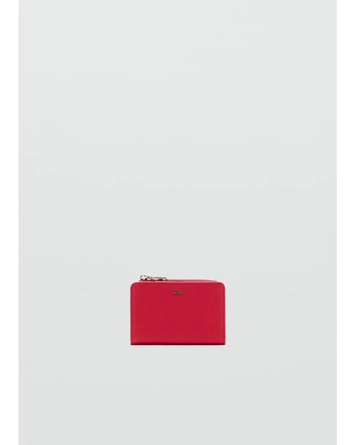 Mango Red Small Wallet With Saffiano Effect