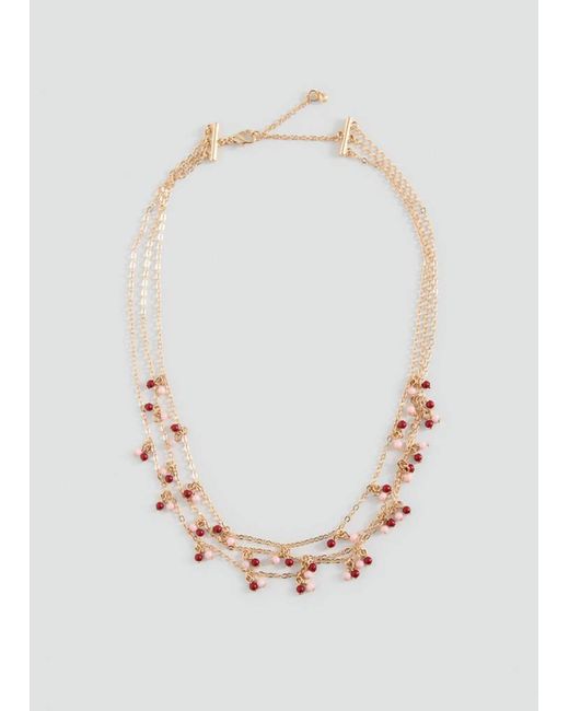 MANGO TEEN Metallic Multichain Necklace With Crystal Beads