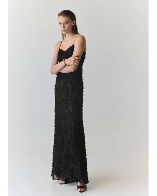 Mango White Semi-Transparent Feather Dress