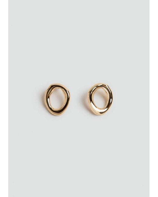 Mango Metallic Earrings With Round Relief