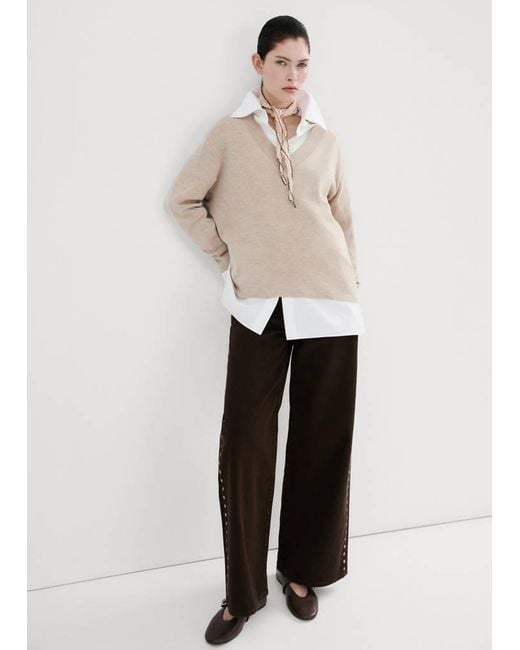 Mango Natural V-Neck Knit Sweater
