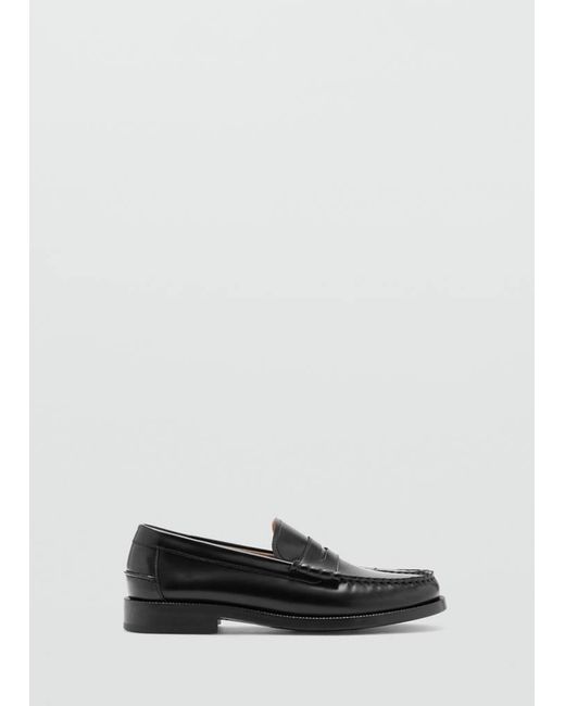 Mango Gray Leather Penny Loafers for men