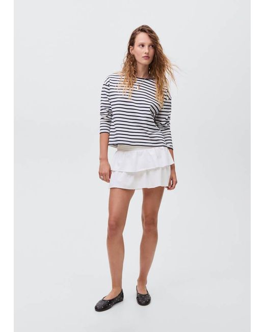 MANGO TEEN White Ruffled Cotton Skirt