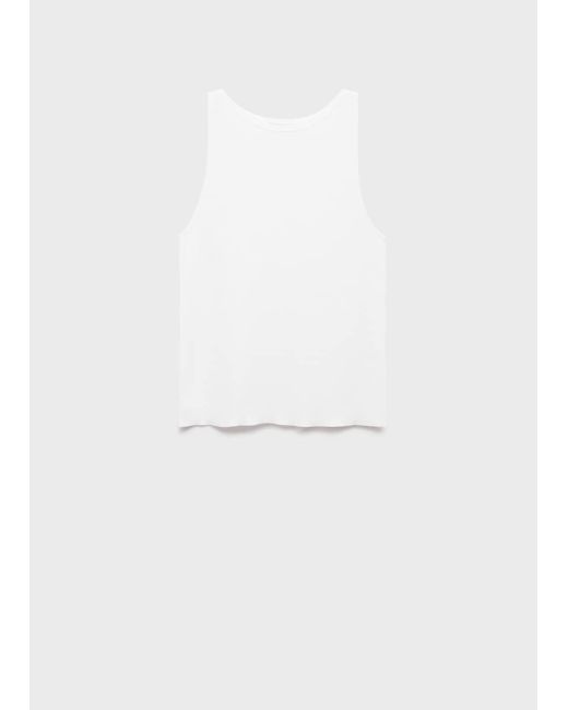 Mango White Fine-Knit Top