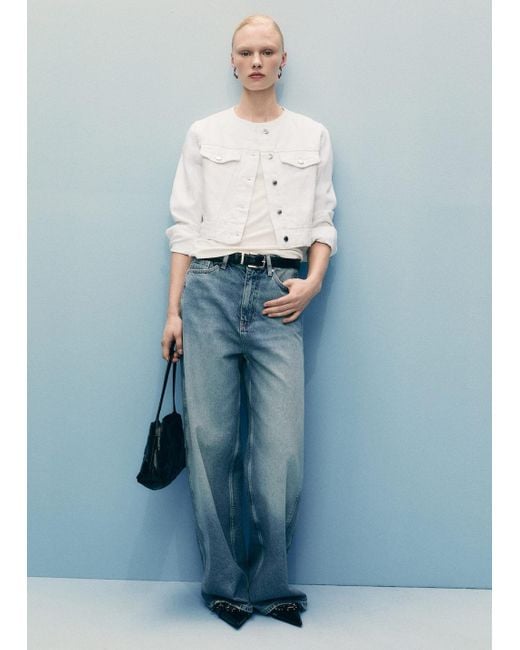 Mango Blue Crop Denim Jacket