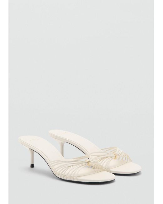 Mango White Heeled Sandals With Straps