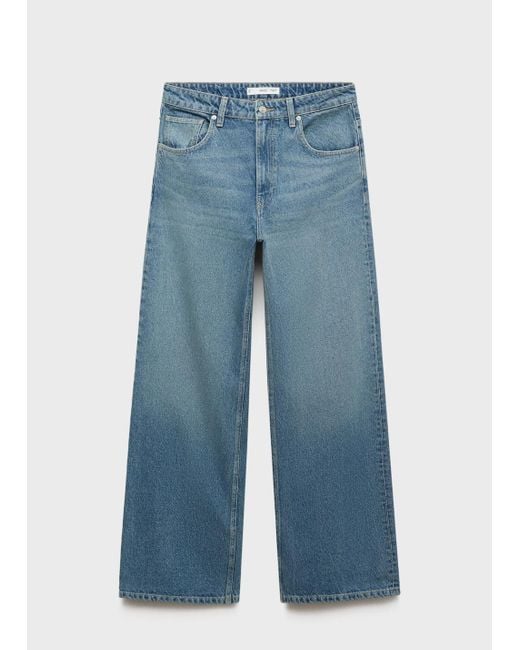 Mango Blue Mid-Rise Straight Jeans