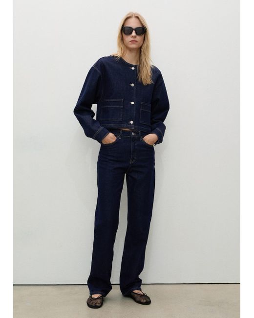 Mango Blue Matilda Straight-Fit Rinse-Wash Jeans Open