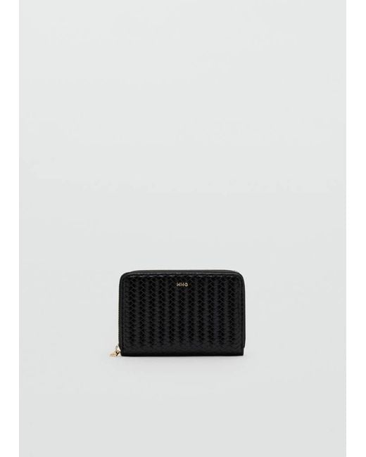 Mango White Small Braided Wallet