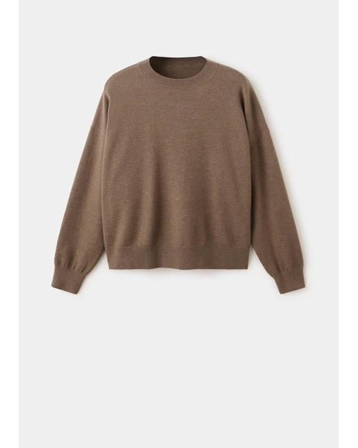 Mango Brown Oversized Round-Neck Sweater