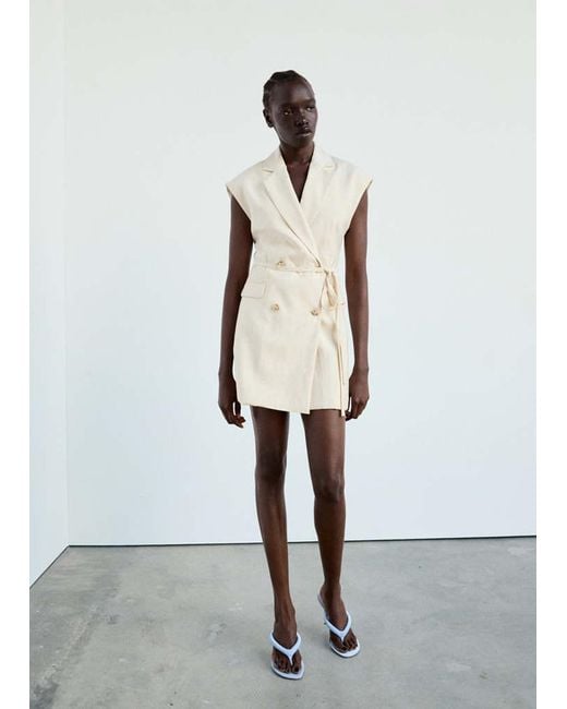 Robe Courte Cache-Caur Écru Mango en coloris White