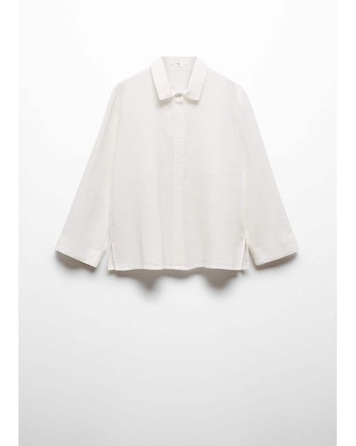 Mango White 100% Linen Pyjama Shirt