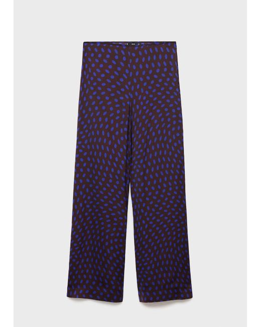 Mango Blue Polka Dots Flare Trousers