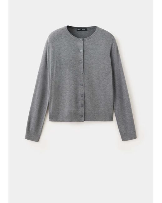 Mango Gray Knitted Button Cardigan