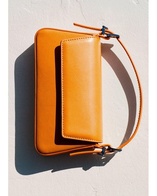 Mango Orange Double Strap Bag With Flap