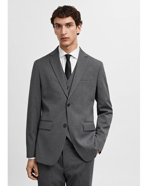 Mango Gray Stretch Fabric Slim-fit Suit Jacket for men
