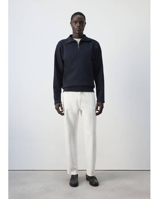 Mango White Relaxed-Fit Cotton Sweatshirt for men
